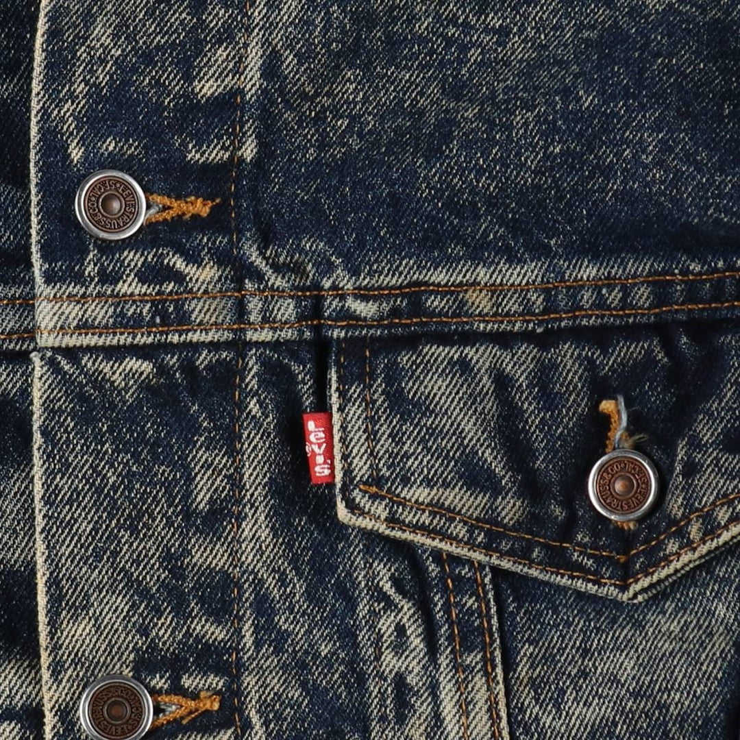 1990'S Levi's 70508-0227 Chemical Wash Denim Jacket, Made in USA, Women's Size S (Equivalent), Vintage cotton navy blue type Vintage Second Hand