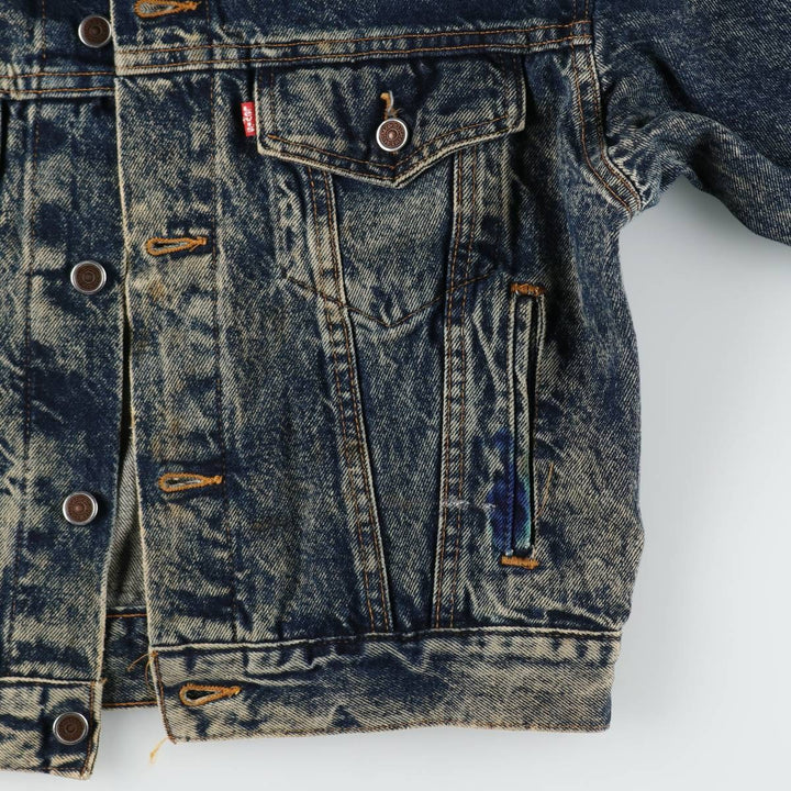 1990'S Levi's 70508-0227 Chemical Wash Denim Jacket, Made in USA, Women's Size S (Equivalent), Vintage cotton navy blue type Vintage Second Hand