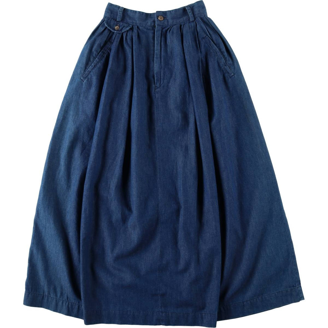 ~90'S Ralph Lauren denim long flared skirt, made in USA, women's size S equivalent, vintage. cotton navy blue type Vintage Second Hand