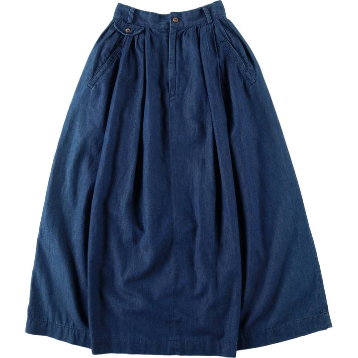 ~90'S Ralph Lauren denim long flared skirt, made in USA, women's size S equivalent, vintage. cotton navy blue type Vintage Second Hand