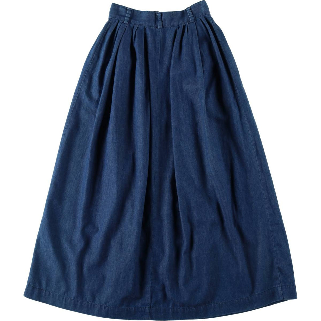~90'S Ralph Lauren denim long flared skirt, made in USA, women's size S equivalent, vintage. cotton navy blue type Vintage Second Hand