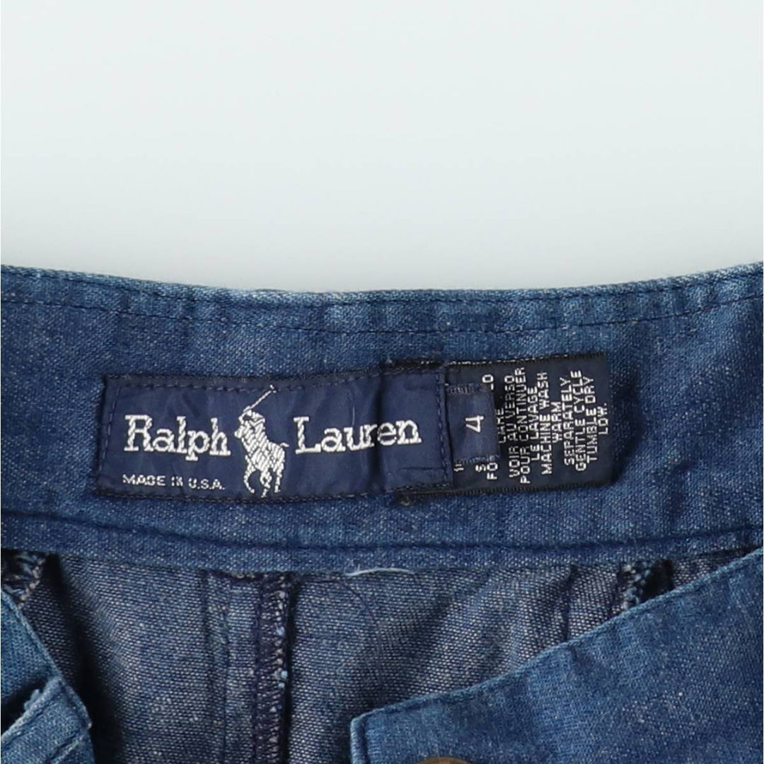 ~90'S Ralph Lauren denim long flared skirt, made in USA, women's size S equivalent, vintage. cotton navy blue type Vintage Second Hand