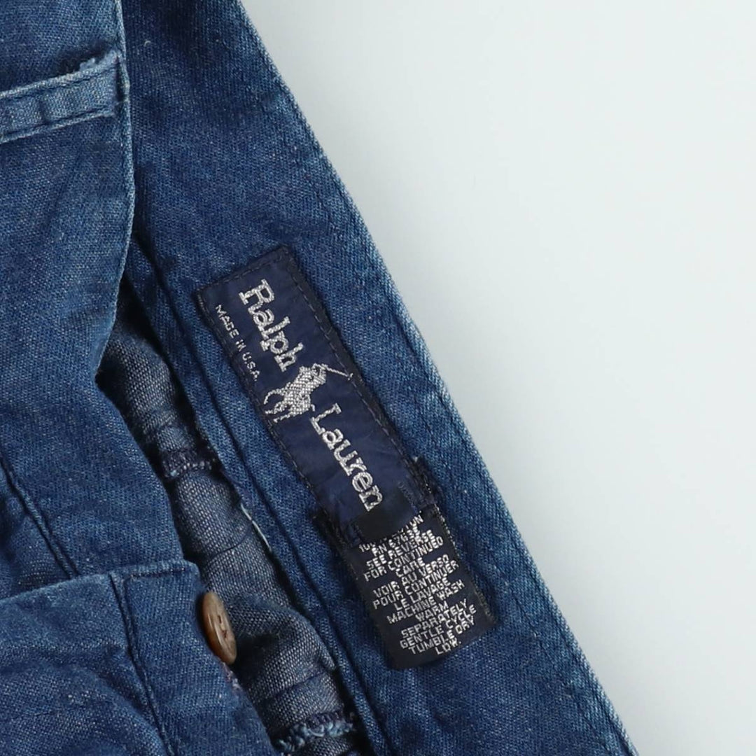 ~90'S Ralph Lauren denim long flared skirt, made in USA, women's size S equivalent, vintage. cotton navy blue type Vintage Second Hand
