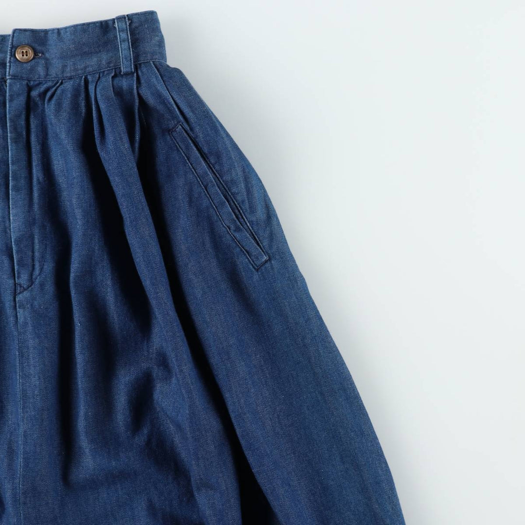 ~90'S Ralph Lauren denim long flared skirt, made in USA, women's size S equivalent, vintage. cotton navy blue type Vintage Second Hand