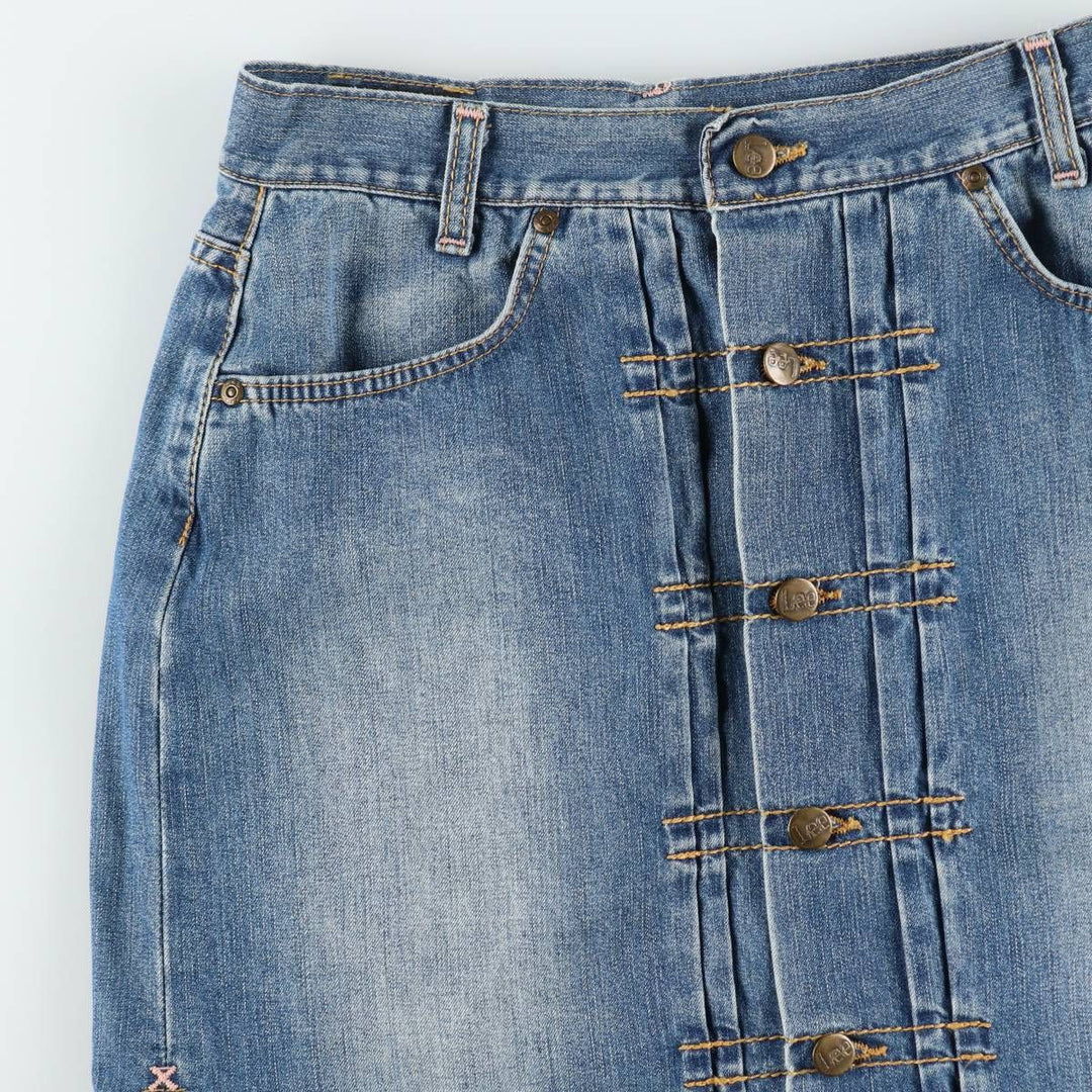 Lee Regular Fit Skort Mid Rise, Front Opening, Denim Half-Length Tight Skirt, Women's Size L cotton blue type Vintage Second Hand