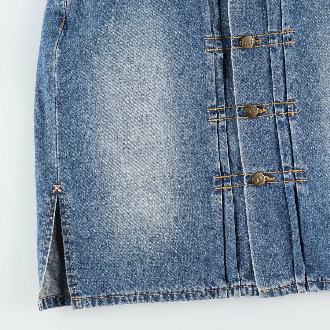 Lee Regular Fit Skort Mid Rise, Front Opening, Denim Half-Length Tight Skirt, Women's Size L cotton blue type Vintage Second Hand