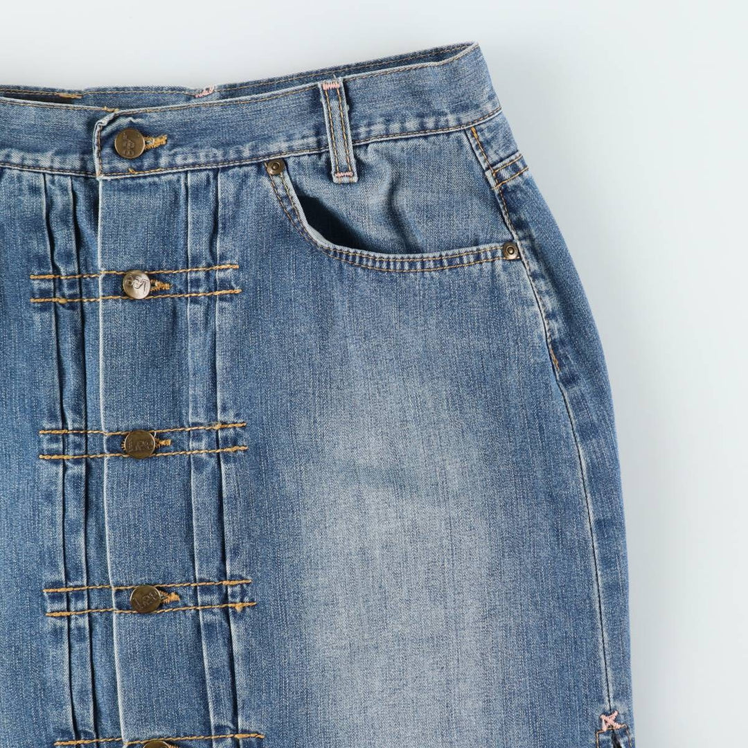 Lee Regular Fit Skort Mid Rise, Front Opening, Denim Half-Length Tight Skirt, Women's Size L cotton blue type Vintage Second Hand