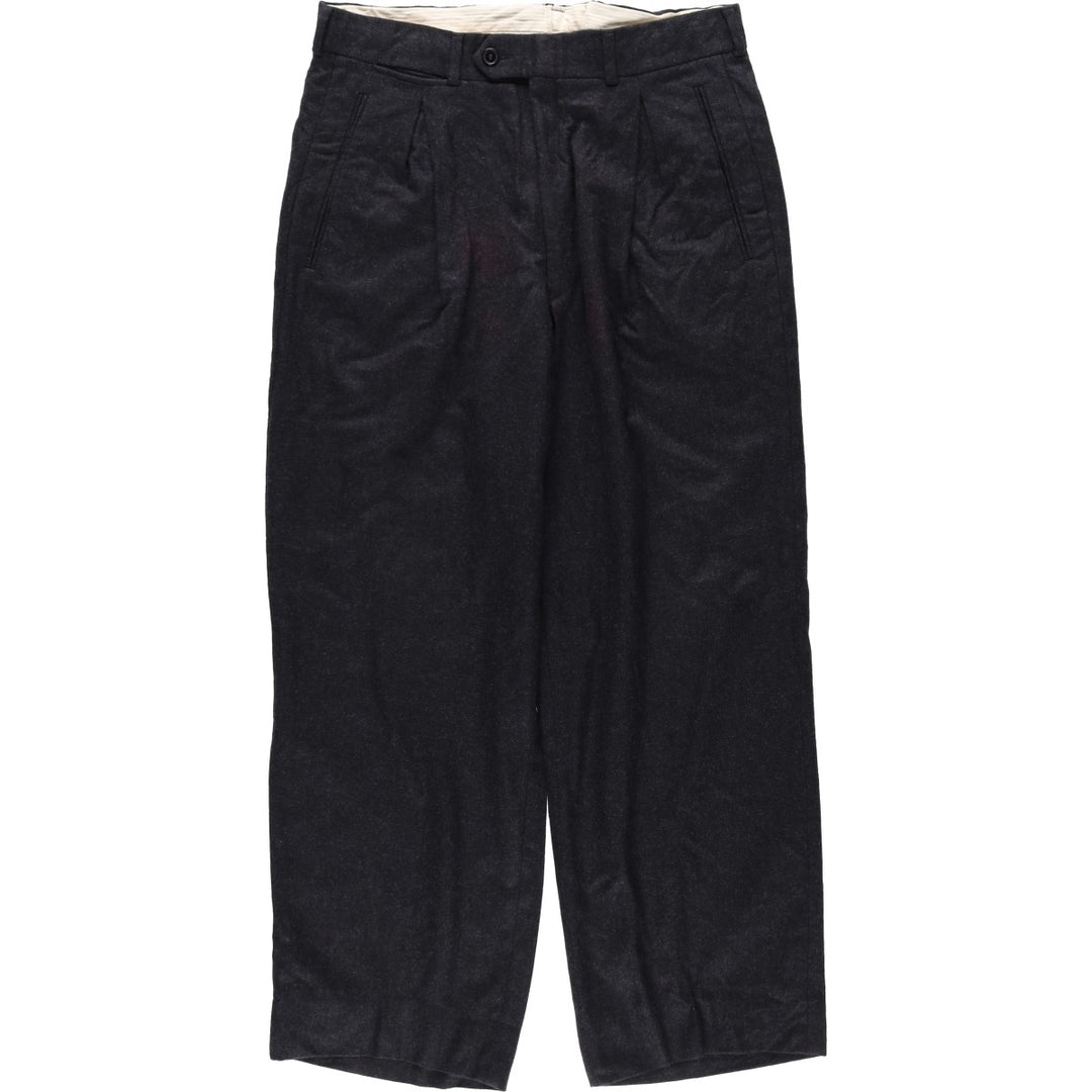 ~1990'S Giorgio Armani Two-Pleat Slacks, Made in Italy, Men's W32 (approx.), Vintage wool Charcoal Vintage Second Hand