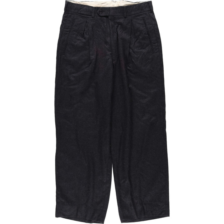 ~1990'S Giorgio Armani Two-Pleat Slacks, Made in Italy, Men's W32 (approx.), Vintage wool Charcoal Vintage Second Hand