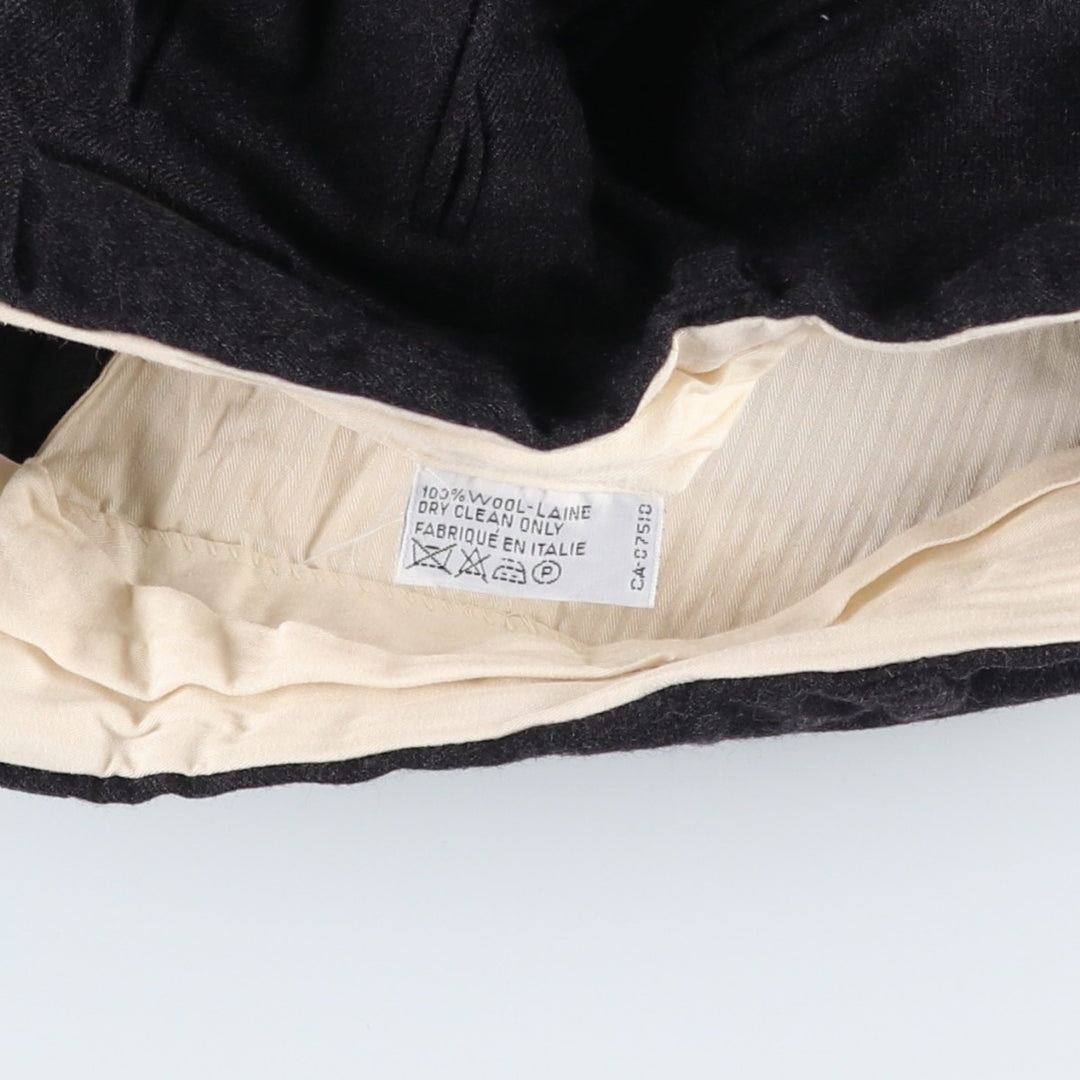 ~1990'S Giorgio Armani Two-Pleat Slacks, Made in Italy, Men's W32 (approx.), Vintage wool Charcoal Vintage Second Hand