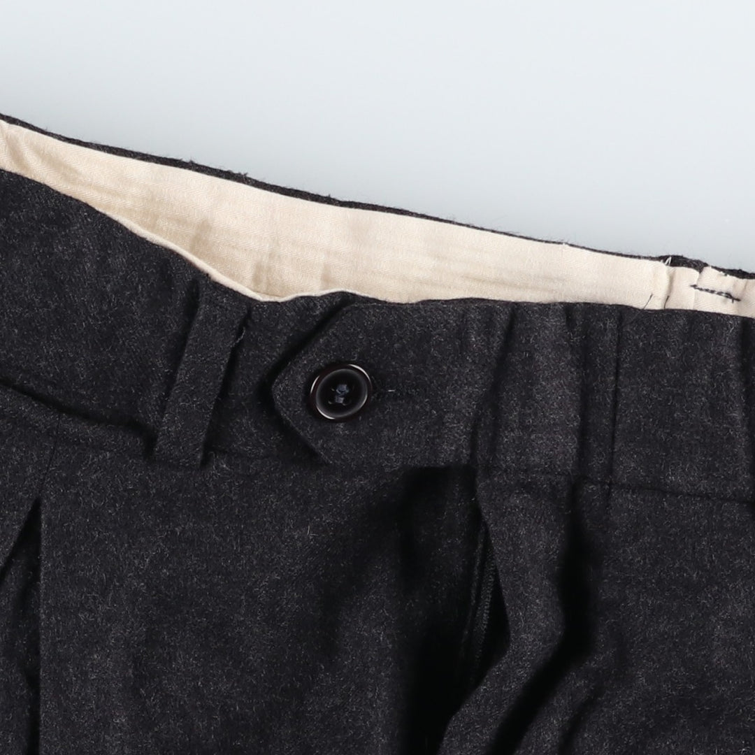 ~1990'S Giorgio Armani Two-Pleat Slacks, Made in Italy, Men's W32 (approx.), Vintage wool Charcoal Vintage Second Hand