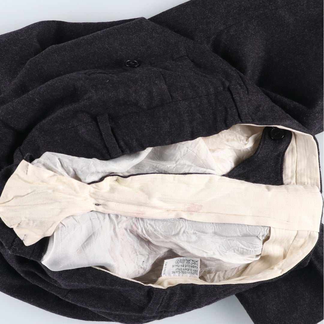 ~1990'S Giorgio Armani Two-Pleat Slacks, Made in Italy, Men's W32 (approx.), Vintage wool Charcoal Vintage Second Hand