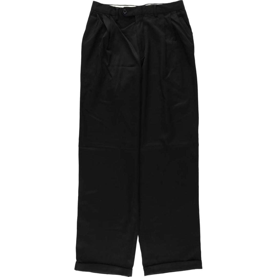 80s-90'S PAZONI Three-Pleat Wool Trousers, Made in Italy, Men's Size W29 (approx.), Vintage wool black type Vintage Second Hand