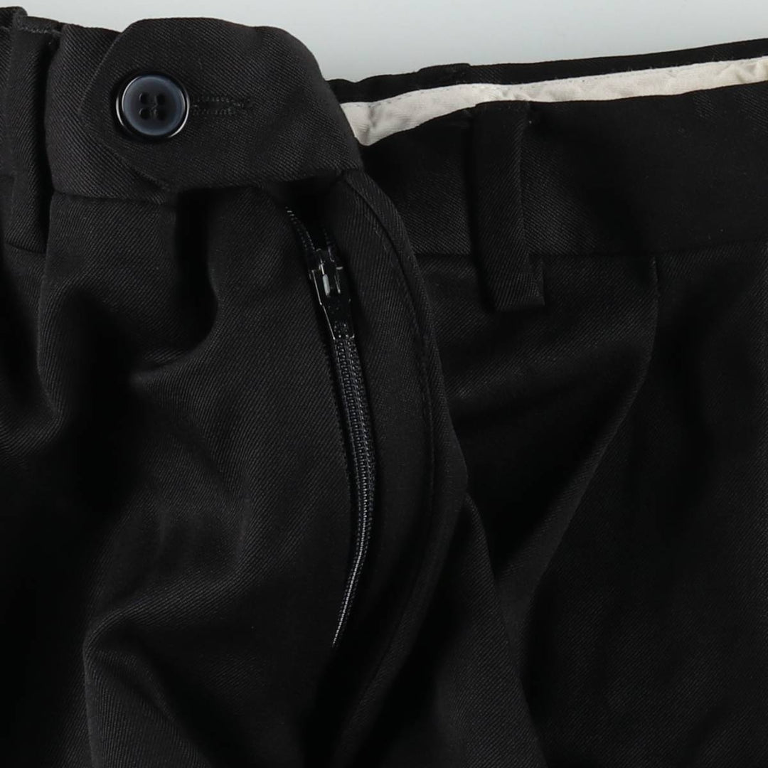 80s-90'S PAZONI Three-Pleat Wool Trousers, Made in Italy, Men's Size W29 (approx.), Vintage wool black type Vintage Second Hand