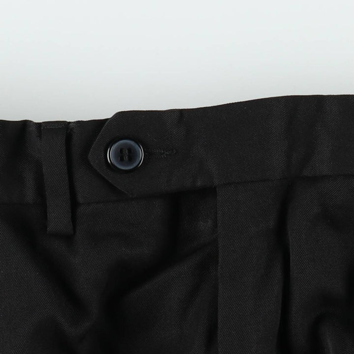 80s-90'S PAZONI Three-Pleat Wool Trousers, Made in Italy, Men's Size W29 (approx.), Vintage wool black type Vintage Second Hand