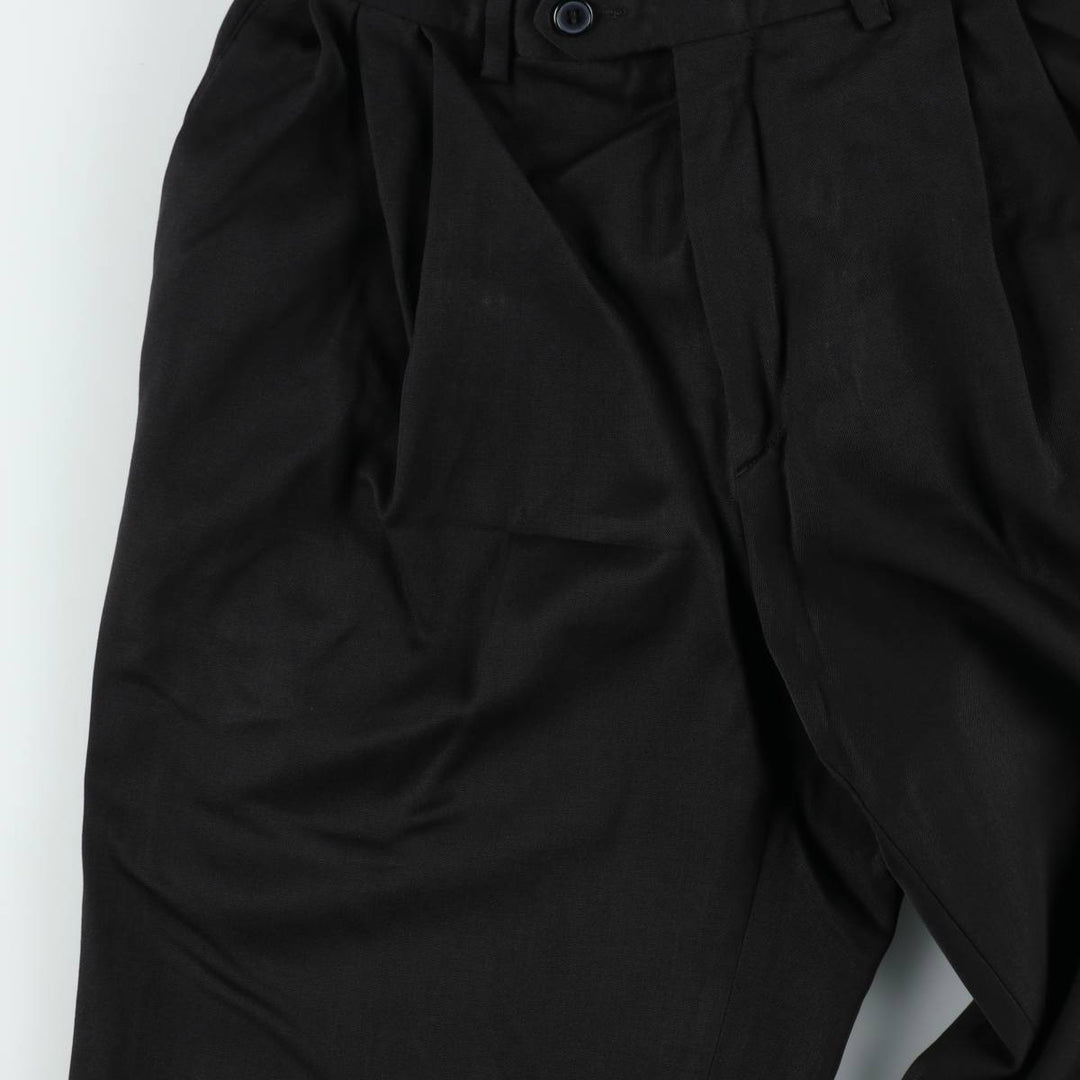 80s-90'S PAZONI Three-Pleat Wool Trousers, Made in Italy, Men's Size W29 (approx.), Vintage wool black type Vintage Second Hand