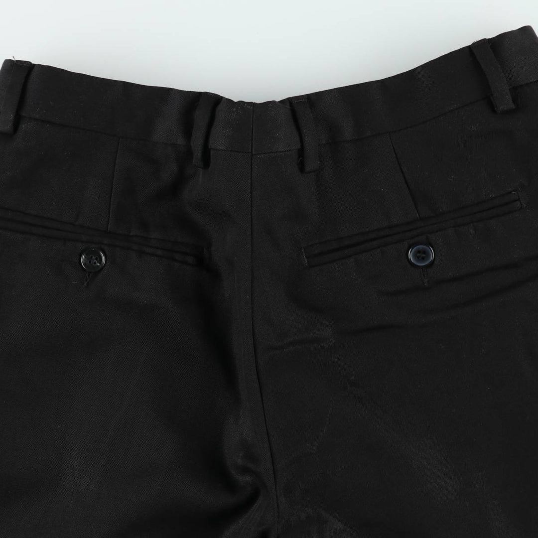 80s-90'S PAZONI Three-Pleat Wool Trousers, Made in Italy, Men's Size W29 (approx.), Vintage wool black type Vintage Second Hand
