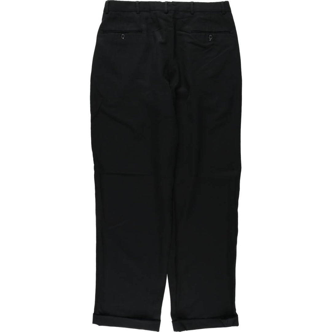80s-90'S TALLIA UOMO Three-Pleat Slacks Pants, Size 33R (Men's W34 equivalent), Vintage unclear black type Vintage Second Hand