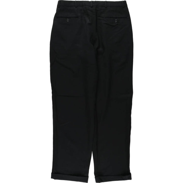 80s-90'S TALLIA UOMO Three-Pleat Slacks Pants, Size 33R (Men's W34 equivalent), Vintage unclear black type Vintage Second Hand