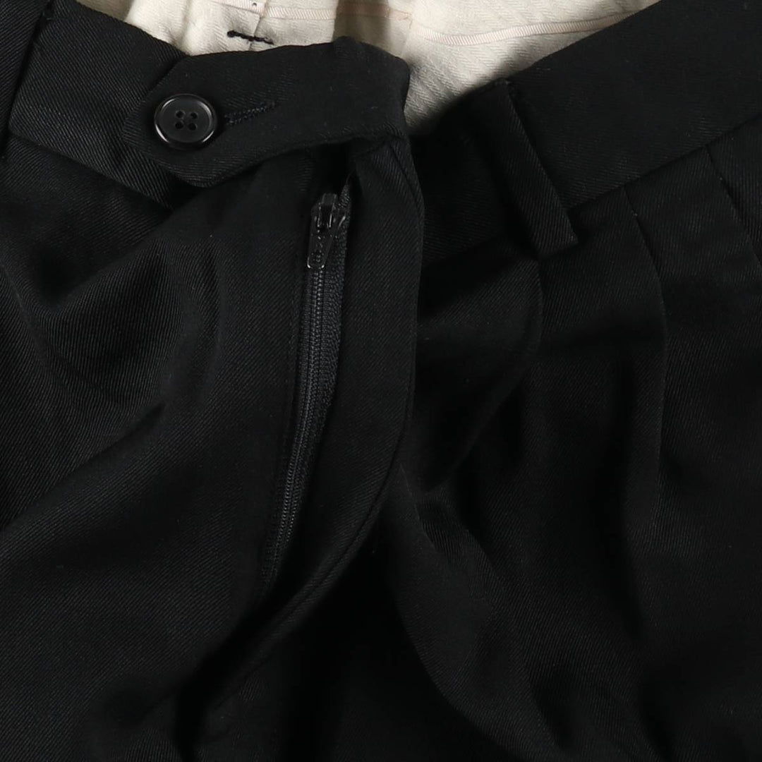 80s-90'S TALLIA UOMO Three-Pleat Slacks Pants, Size 33R (Men's W34 equivalent), Vintage unclear black type Vintage Second Hand