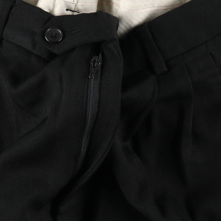 80s-90'S TALLIA UOMO Three-Pleat Slacks Pants, Size 33R (Men's W34 equivalent), Vintage unclear black type Vintage Second Hand