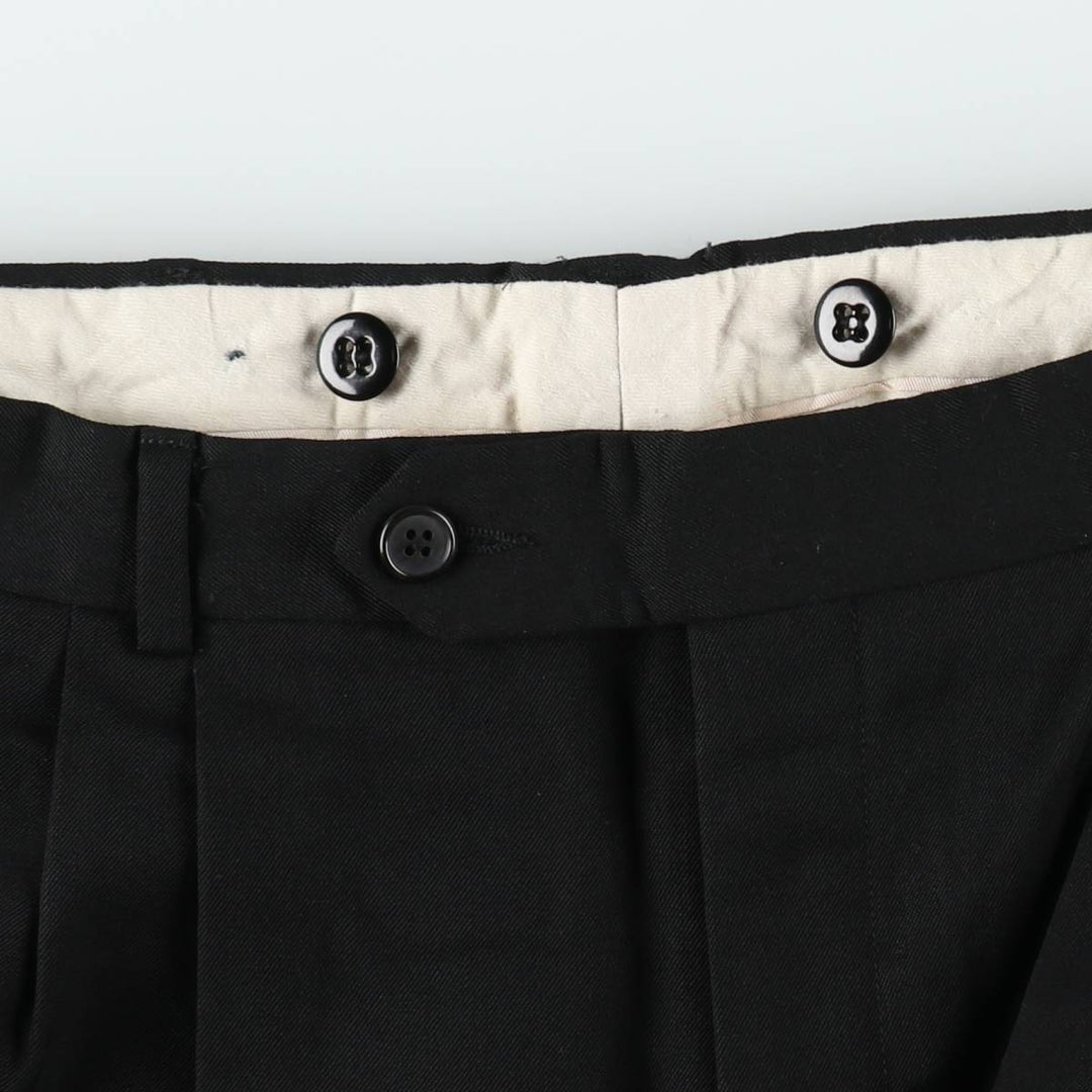 80s-90'S TALLIA UOMO Three-Pleat Slacks Pants, Size 33R (Men's W34 equivalent), Vintage unclear black type Vintage Second Hand