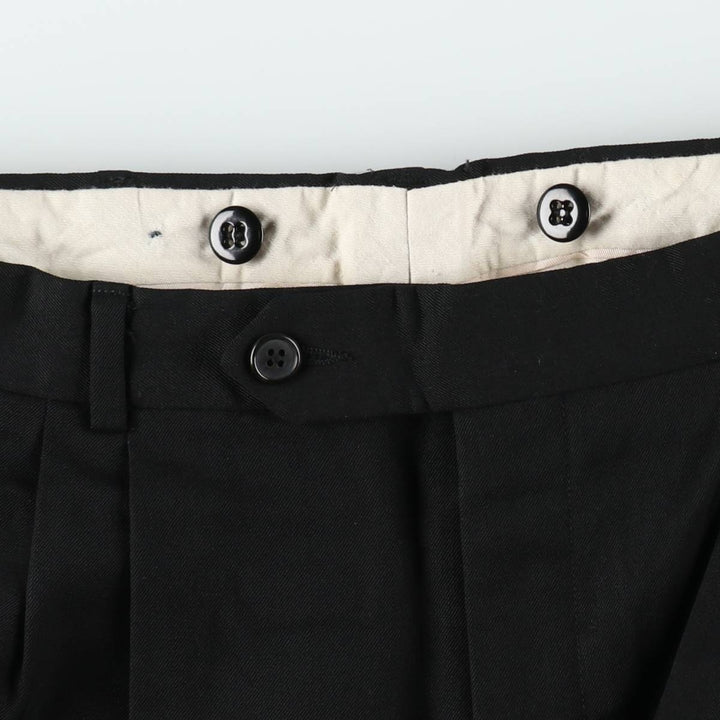 80s-90'S TALLIA UOMO Three-Pleat Slacks Pants, Size 33R (Men's W34 equivalent), Vintage unclear black type Vintage Second Hand