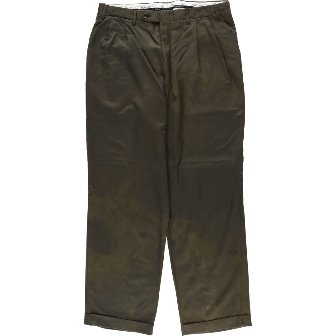 CANALI Wool Trousers/Slacks, Made in Italy, Men's Size W33 (approx.) wool Khaki type Vintage Second Hand