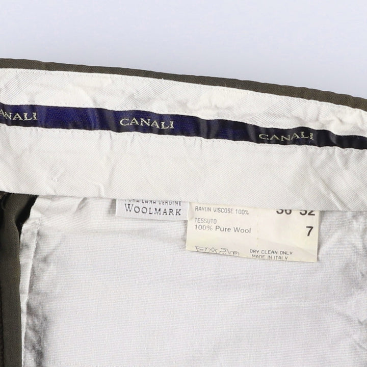 CANALI Wool Trousers/Slacks, Made in Italy, Men's Size W33 (approx.) wool Khaki type Vintage Second Hand
