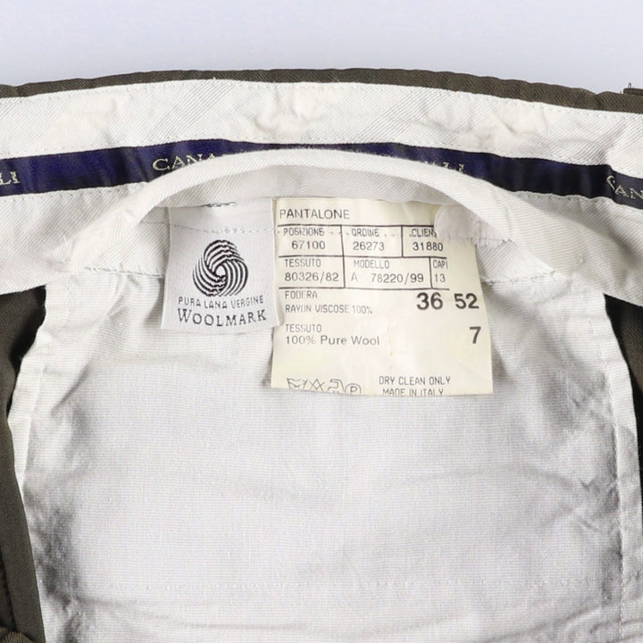 CANALI Wool Trousers/Slacks, Made in Italy, Men's Size W33 (approx.) wool Khaki type Vintage Second Hand