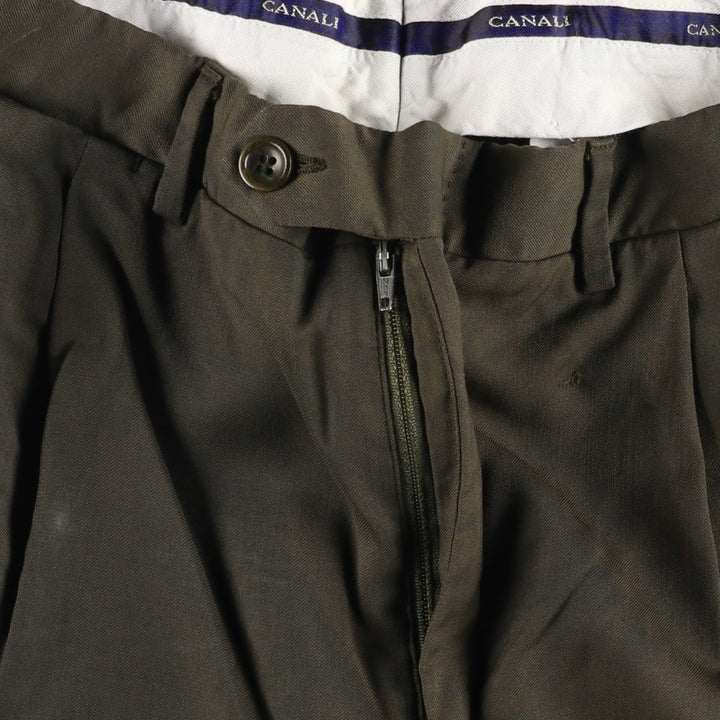 CANALI Wool Trousers/Slacks, Made in Italy, Men's Size W33 (approx.) wool Khaki type Vintage Second Hand