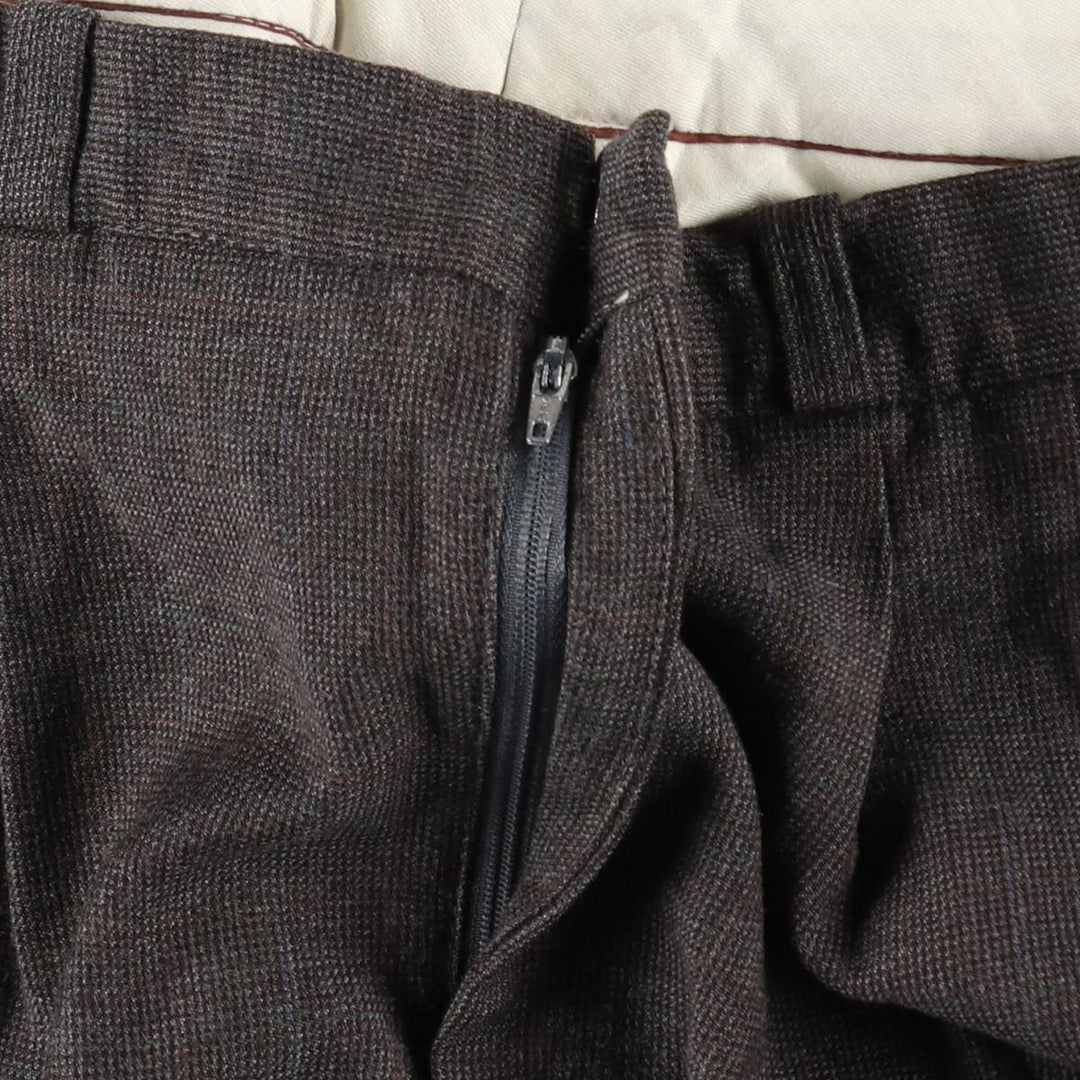 GALA Check Pattern Two-Pleat Wool Trousers/Slacks, Made in Canada, Men's Size W35 (approx.) wool gray type Vintage Second Hand
