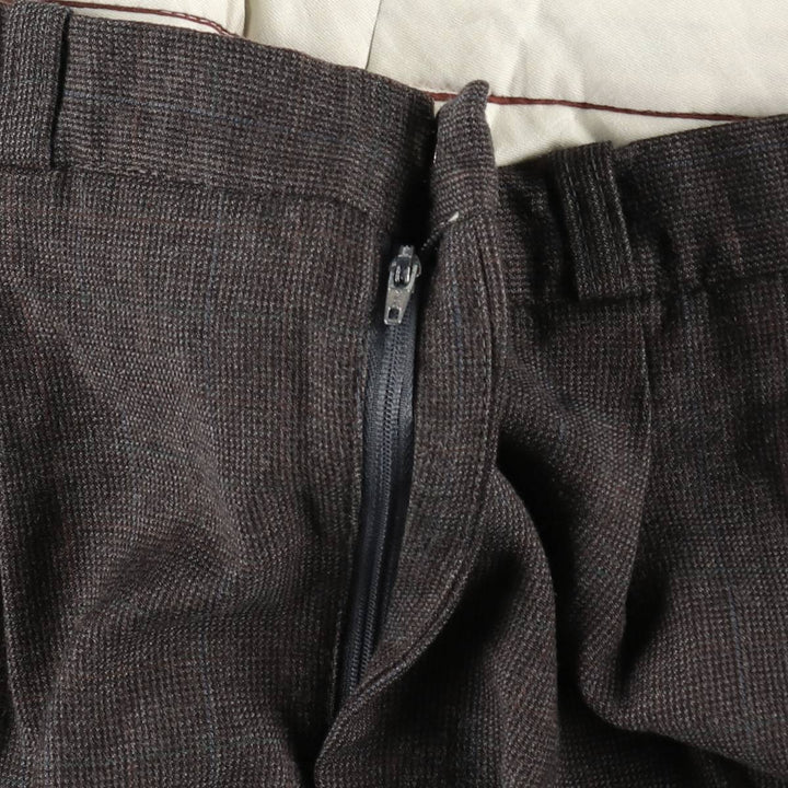 GALA Check Pattern Two-Pleat Wool Trousers/Slacks, Made in Canada, Men's Size W35 (approx.) wool gray type Vintage Second Hand