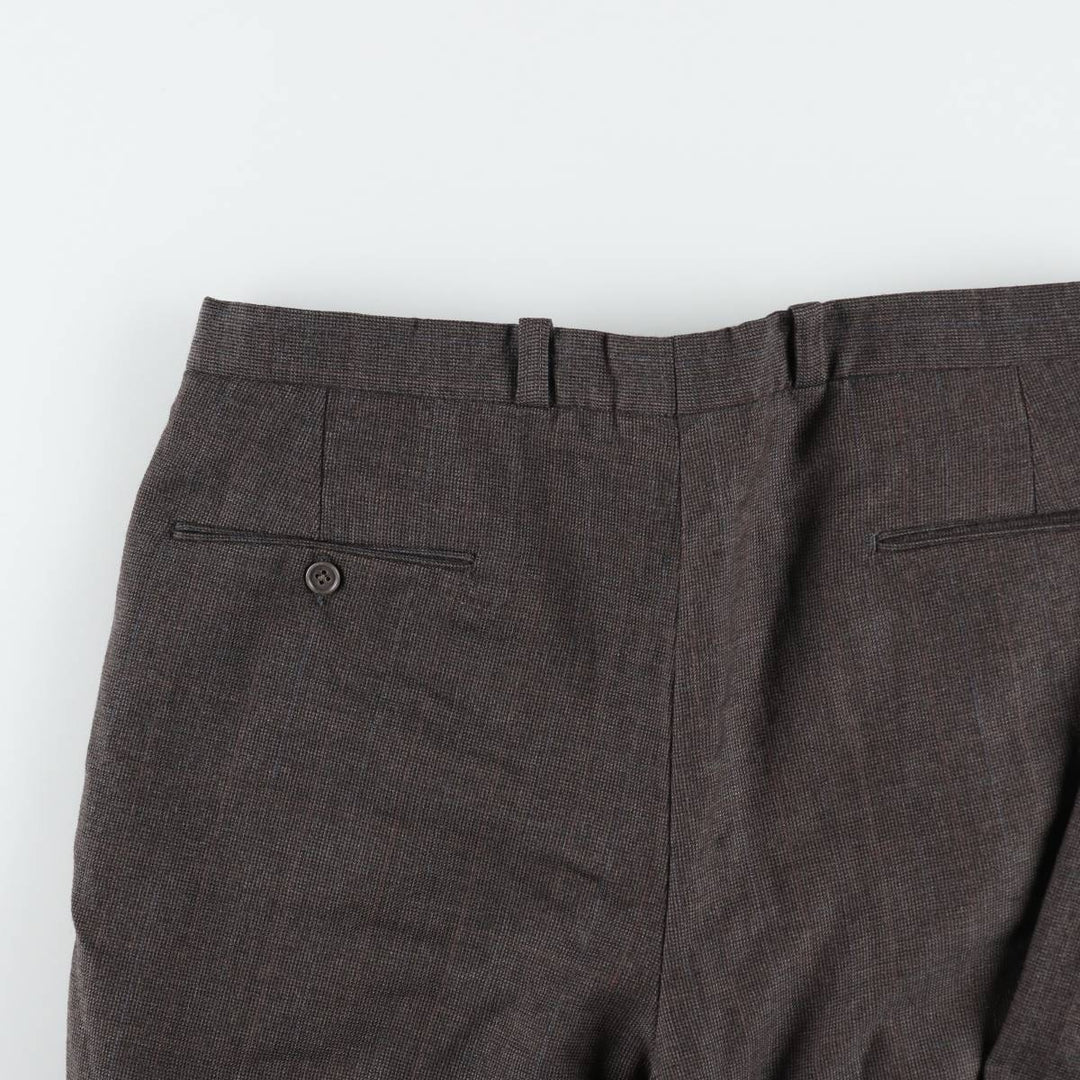 GALA Check Pattern Two-Pleat Wool Trousers/Slacks, Made in Canada, Men's Size W35 (approx.) wool gray type Vintage Second Hand