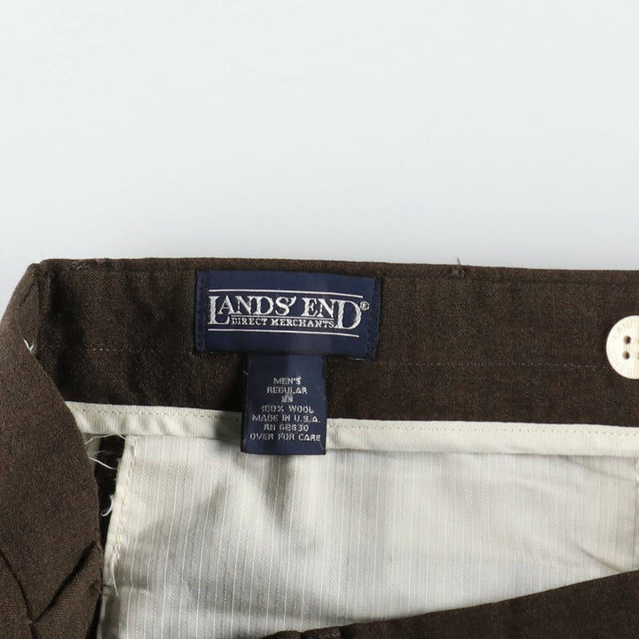 80s-90'S Lands' End wool trousers/slacks, made in USA, men's size W33 equivalent, vintage. wool brown type Vintage Second Hand