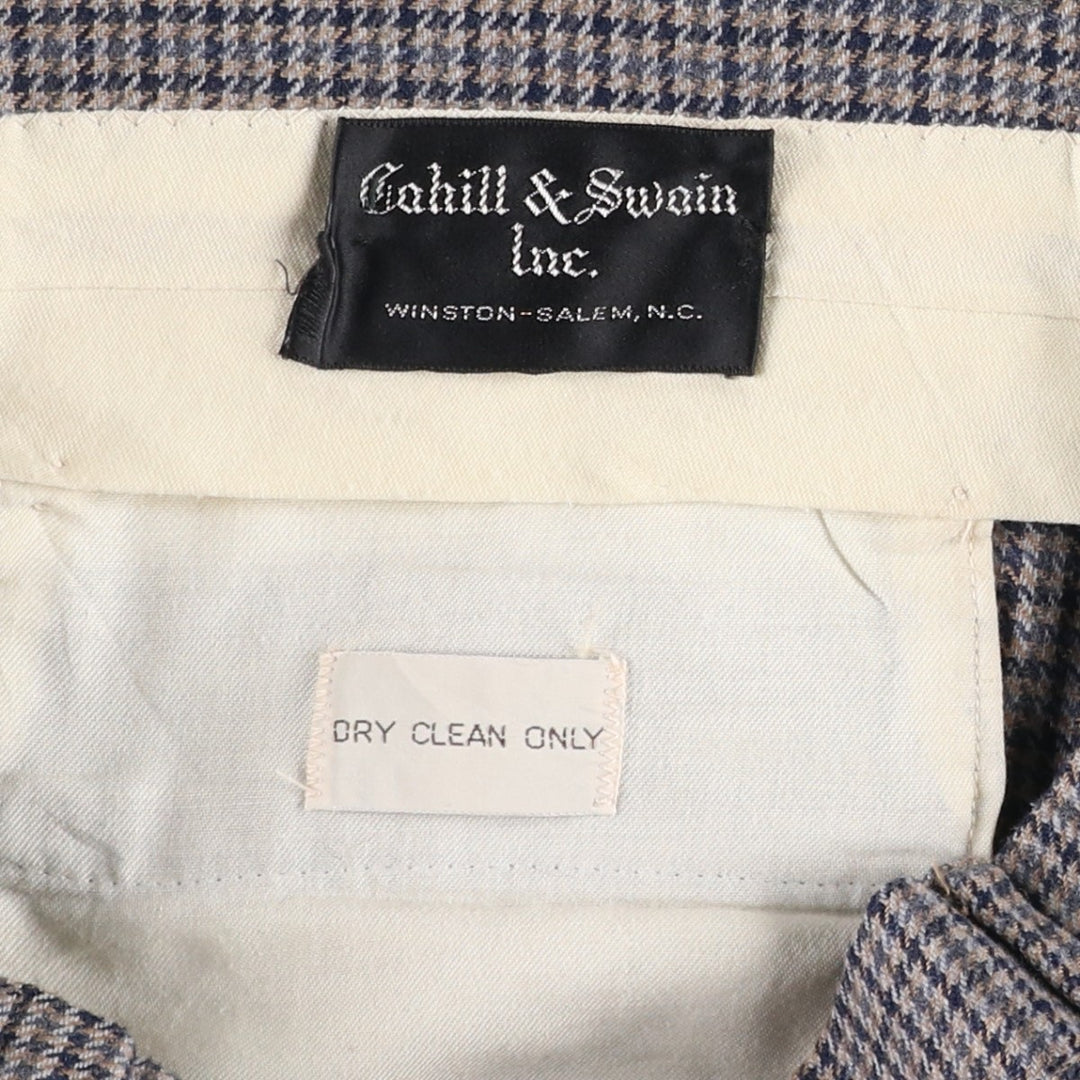 ~1990'S Cahill and Swain Inc. Check Pattern Houndstooth Pattern Slacks Pants Men's W33 (approx.) Vintage unclear Beige type Vintage Second Hand