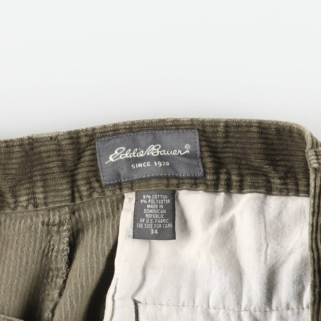 Eddie Bauer Two-pleat Corduroy Pants for Men, Size W34 cotton Khaki type Vintage Second Hand