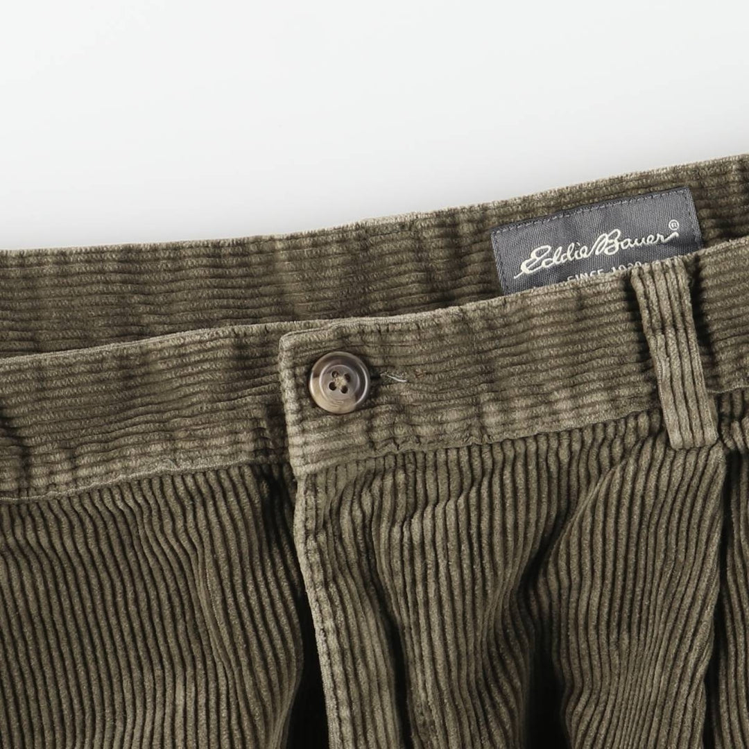 Eddie Bauer Two-pleat Corduroy Pants for Men, Size W34 cotton Khaki type Vintage Second Hand