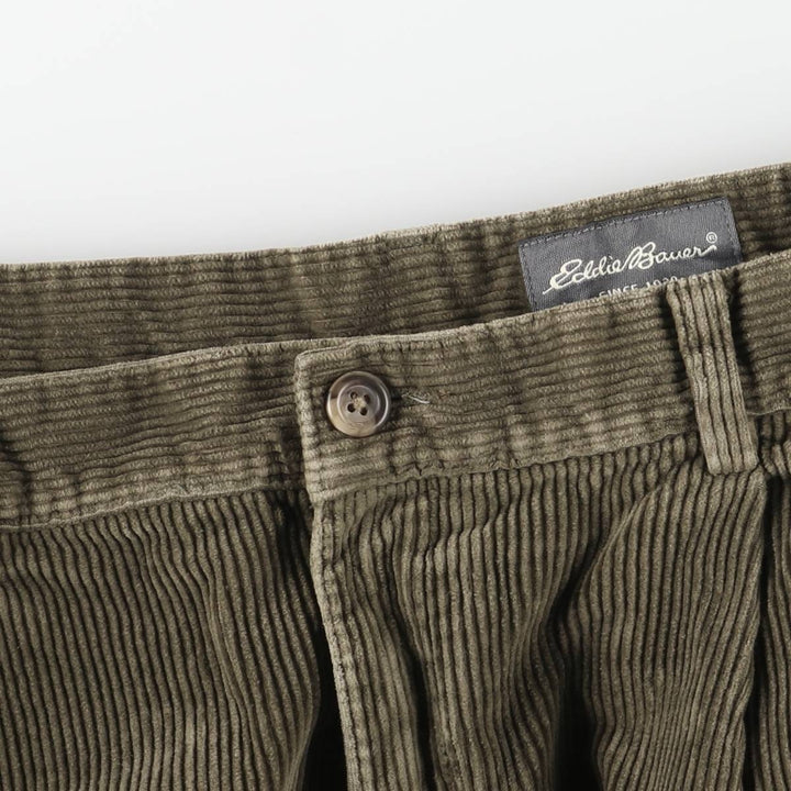 Eddie Bauer Two-pleat Corduroy Pants for Men, Size W34 cotton Khaki type Vintage Second Hand