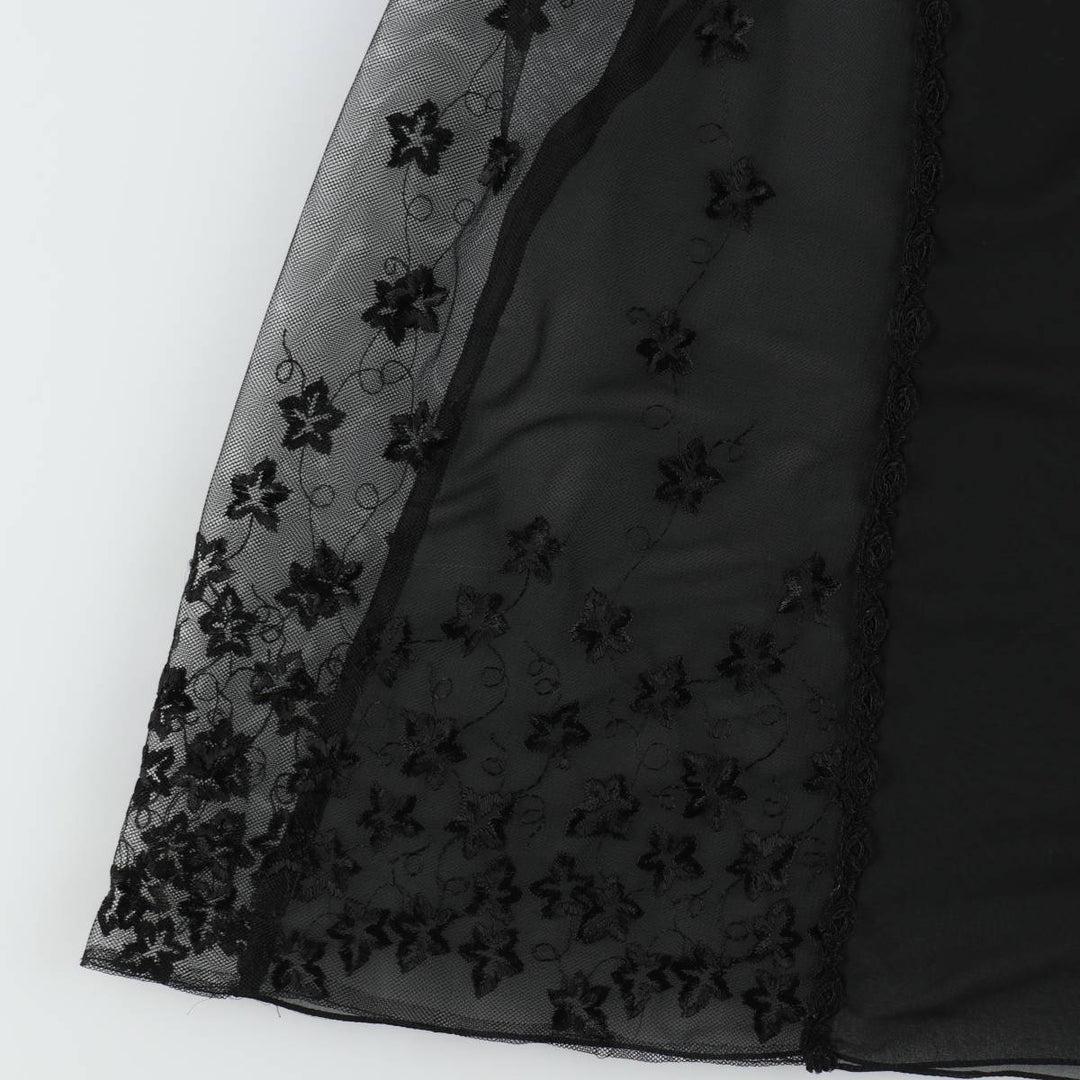 Long, sheer, cutwork embroidered lingerie sleeveless dress, women's size M equivalent. unclear black type Vintage Second Hand