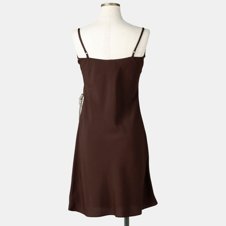Cannelle Mini Lingerie Camisole Dress, Women's Size M (approx.) polyester dark chocolate Vintage Second Hand