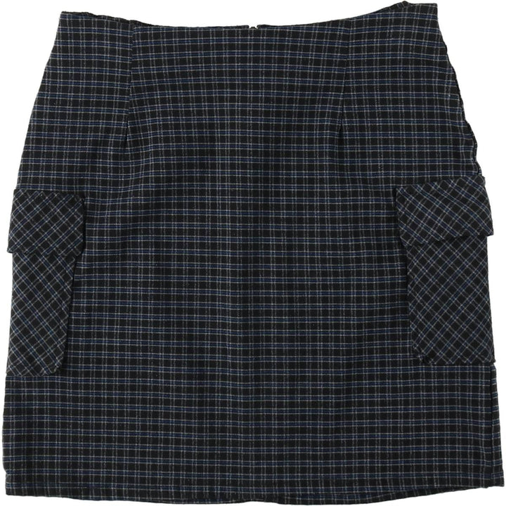 STRESSED OUT Check Pattern A-line Mini Skirt Cargo Skirt Women's Size M (approx.) unclear black type Vintage Second Hand