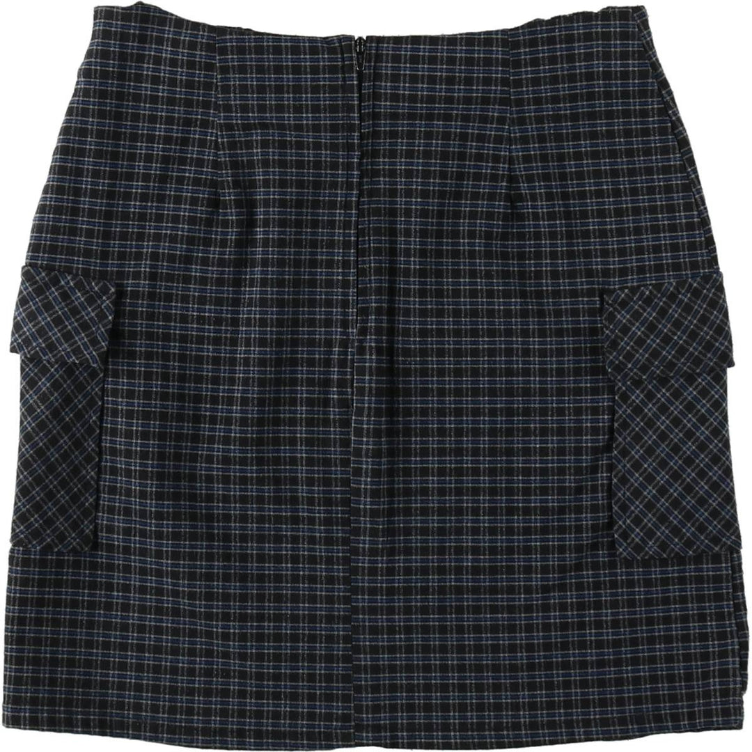 STRESSED OUT Check Pattern A-line Mini Skirt Cargo Skirt Women's Size M (approx.) unclear black type Vintage Second Hand