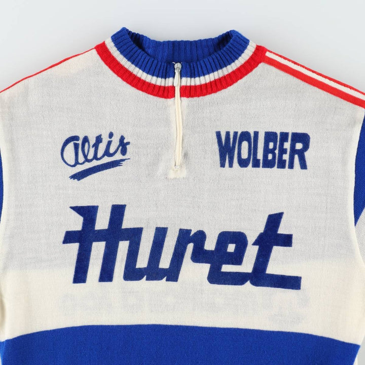 Altis Huret Half-Zip Short-Sleeve Cycling Shirt, Made in Italy, Women's Size S (approx.) unclear tricolor color Vintage Second Hand