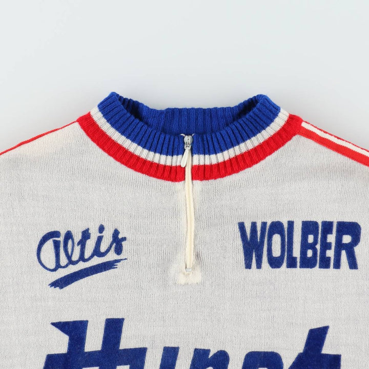 Altis Huret Half-Zip Short-Sleeve Cycling Shirt, Made in Italy, Women's Size S (approx.) unclear tricolor color Vintage Second Hand