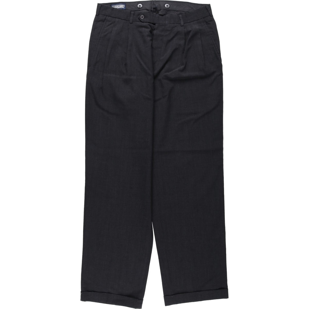 ~2000'S Lands' End Two-Pleat Slacks Pants Men's W33 (approx.) unclear black type Vintage Second Hand