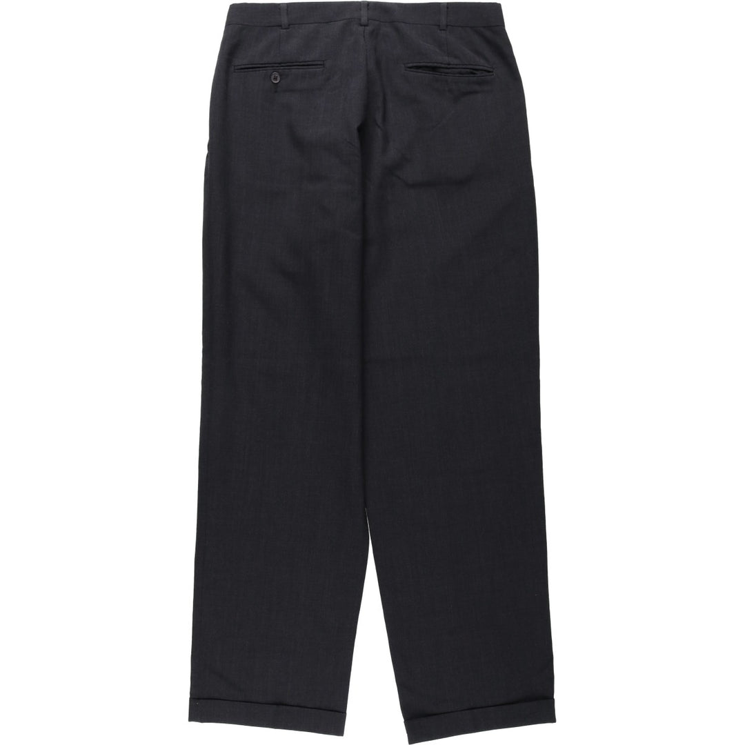 ~2000'S Lands' End Two-Pleat Slacks Pants Men's W33 (approx.) unclear black type Vintage Second Hand