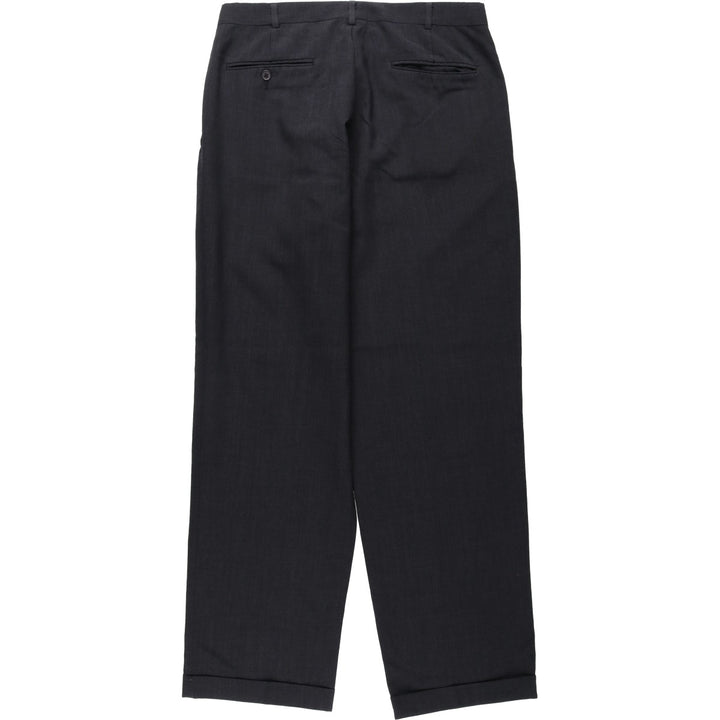~2000'S Lands' End Two-Pleat Slacks Pants Men's W33 (approx.) unclear black type Vintage Second Hand