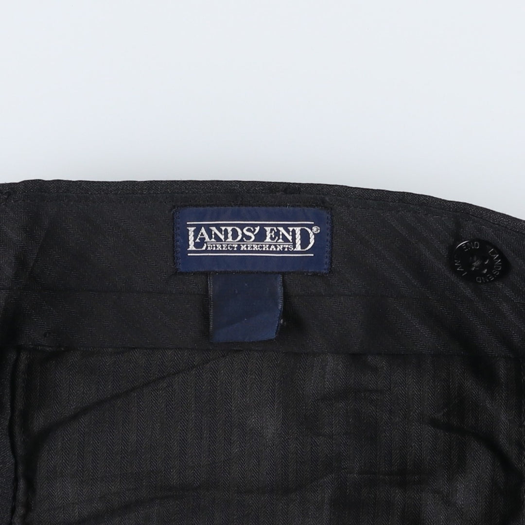 ~2000'S Lands' End Two-Pleat Slacks Pants Men's W33 (approx.) unclear black type Vintage Second Hand