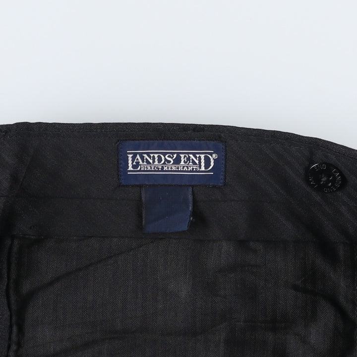 ~2000'S Lands' End Two-Pleat Slacks Pants Men's W33 (approx.) unclear black type Vintage Second Hand